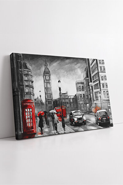 KOSS Dijital London Big Ben, peisaj de oraș ploios, pictură pe pânză cu temat...