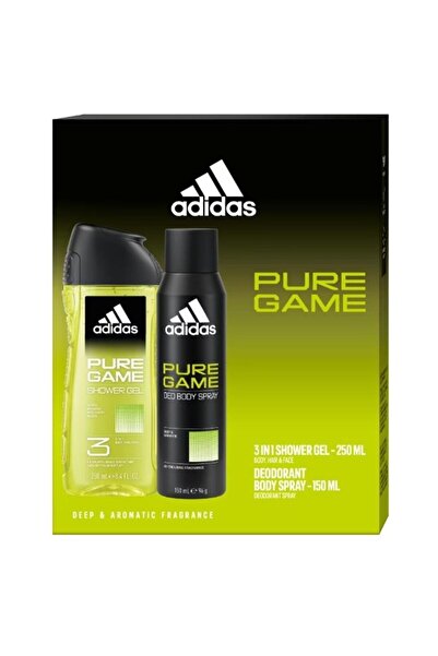 adidas Set 2 x Men's Gift Box Pure Game, Shower Gel 250 ml, Deodorant 150 ml