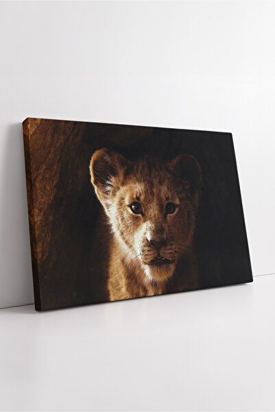 KOSS Dijital Portret de pui de leu în lumina peșterii, decor realist cu tematică naturală în tonuri calde, pictură pe pânză