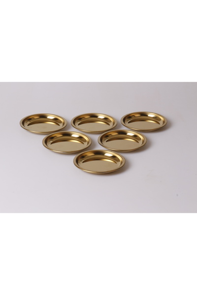 Asemi online 6'lı Meze Ve Kahvaltı Tabak Paslanmaz Çelik Gold