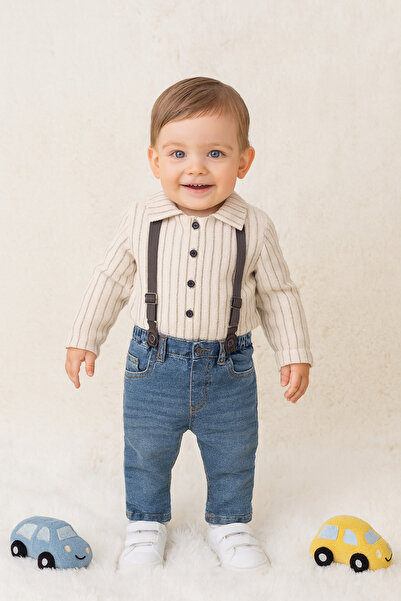 Necix's Erkek Bebek Müslin Gömlek Kot Pantolon Takım