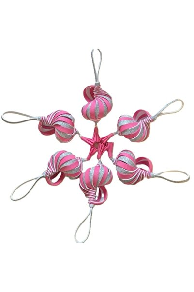 OEM Pachet promo: 2 seturi de 6 globuri spirala, handmade, 14 cm, roz+arginti...