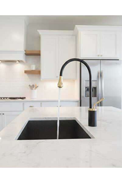 EMFA AKSESUAR Black-Gold Kitchen Faucet - Black-Gold Sink Faucet - Black-Gold...