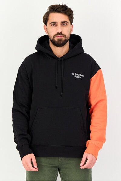 Calvin Klein Jeans Men Long Sleeve Brand Logo Hoodie, Multicolor