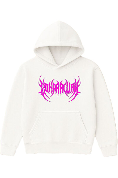 VSRN سويت شيرت سونار ديزاين مطبوع قصة فضفاضة أبيض بغطاء رأس