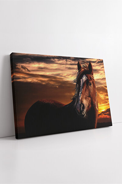 KOSS Dijital Siluetă de cal la apus de soare Pictură pe pânză Peisaj natural ...
