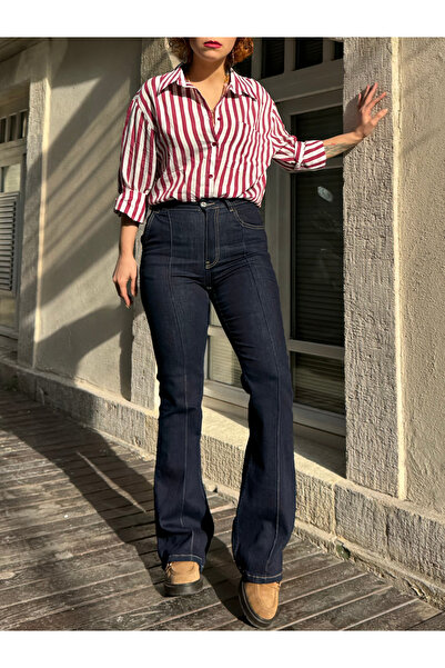 Bak'ap Stretch Fabric Denim Flared Pants