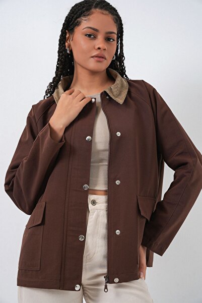 Hiccup Bdart Buttoned and Pocketed Gabardine Jacket