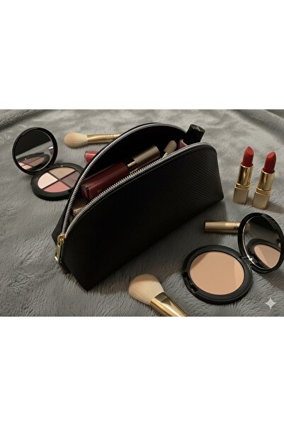 ANBLYs COLLECTION حقيبة مكياج نسائية أنيقة بسحاب على شكل نصف قمر