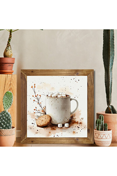 Tuba Decor Ahşap Çerçeveli Kare Tablo kahvelim