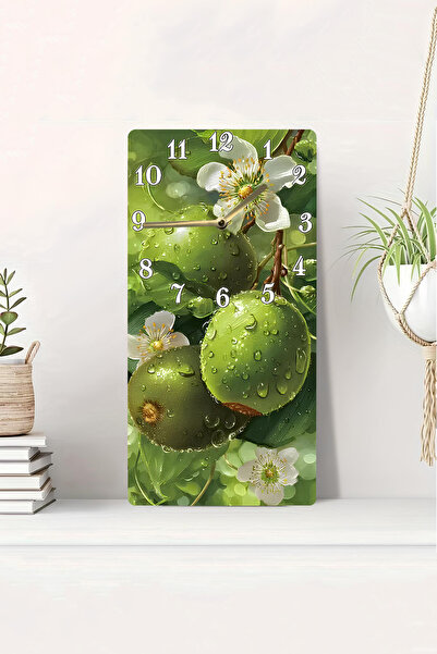 kutuTR 3D Looking 2D Uv Printing Mdf Table Clock – Kiwi and Flower Themed – 20X40 Cm-Dts229