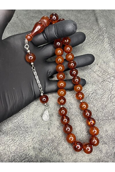 Mos Tespih سبحة كبيرة الحجم من حجر الهيرميت البارز بلون العنبر