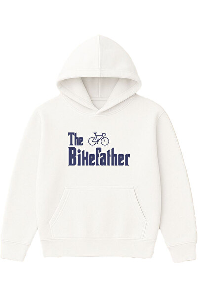 VSRN The bikefather Design Τυπωμένο Υπερμεγέθες Λευκό Φούτερ με Κουκούλα