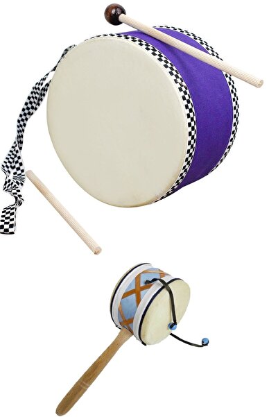 Saatistan Çocuklar İçin 2'li Deri Davul ve Bateri Seti, Eğlenceli Müzik Oyunu