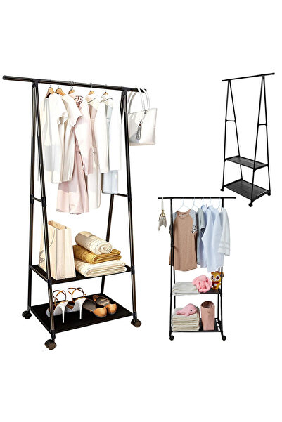 DMV Solux Triangle clothes and hanger rack with 2 lower shelves 160x55x42cm