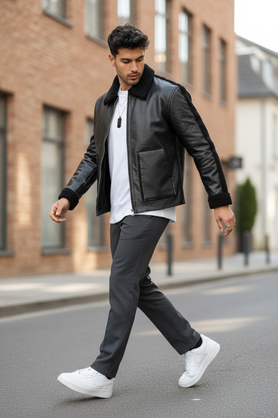 dehaine Men's winter jacket made of eco-leather 13414