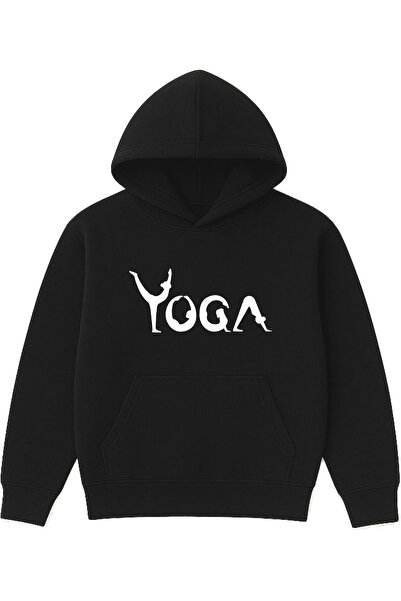 VSRN Φούτερ με στάμπα Yoga Design, μεγάλου μεγέθους, μαύρο, με κουκούλα