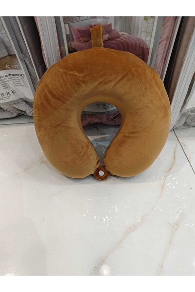 FABRIC وسادة رقبة ناعمة على شكل U بلون الجملي الفاتح، مثالية للسفر ودعم الرقبة.