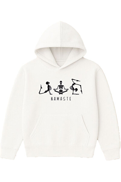 VSRN تصميم ناماستي مطبوع قصة فضفاضة سويت شيرت أبيض بغطاء رأس