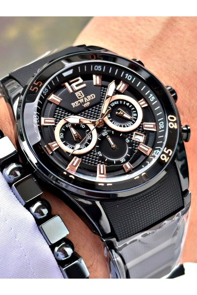 Reward Siyah Renk Silikon Metal Model Fonksiyonlu Orjinal Erkek Kol Saati + B...