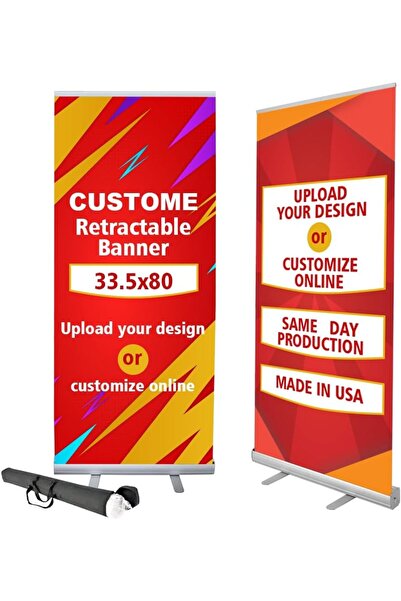 ALAYRA International مجموعة من 3 حوامل لافتات قابلة للسحب مقاس 33.5 × 80 مع ح...