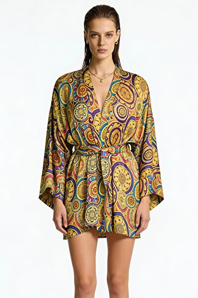 Feu De Elu Robă scurtă din satin Fumee Vionne / Kimono