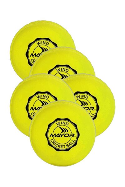 MAYOR مجموعة من 5 كرات كريكيت مطاطية مقاومة للرياح - كرة واحدة، صفراء