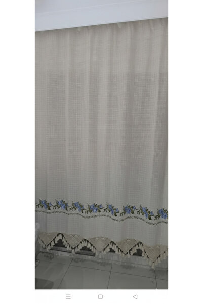 OTOTEDARİK Authentic Cross-Stitch Curtain Cross-Stitch Hand-Laced Linen Curtain