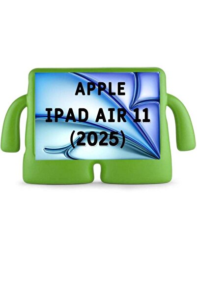 HYX جراب ثلاثي الأبعاد لطيف للأطفال، مقاوم للصدمات، مصنوع من إسفنج EVA، مزود بحامل، مناسب لجهاز Apple iPad Air مقاس 11 بوصة (M3) 2025، لون أخضر