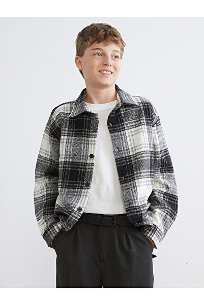 LC Waikiki Black Long Sleeve Plaid Boy's Lumberjack Shirt