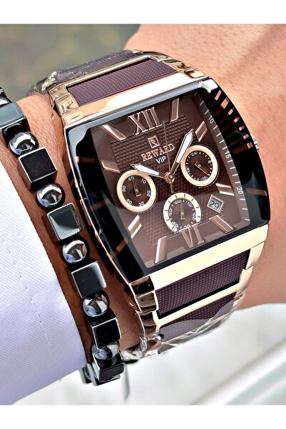 Reward Kahverengi Silikon Metal Kare Model Fonksiyonlu Orjinal Erkek Kol Saat...
