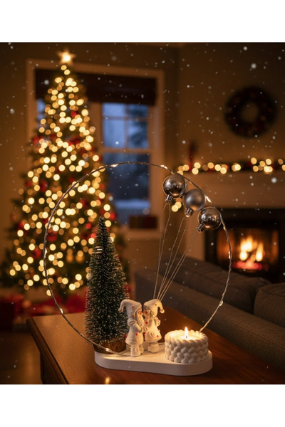 Herum Christmas arrangement with installation, HANDMADE, couple, tree, candle, decorative branches, globes