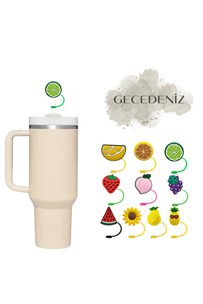 GECEDENİZ Termos Uyumlu Pipet Tıpası Lime Meyve