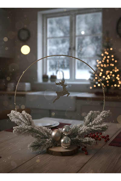 Herum Christmas arrangement, HANDMADE, reindeer, installation, globes