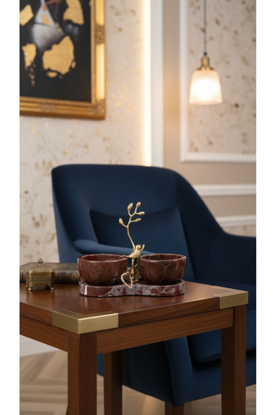 Montdekor EL YAPIMI MERMER TAŞLI BRONZ DESENLİ KASE