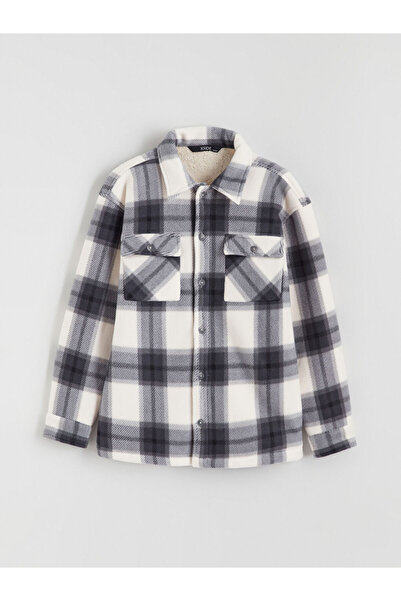 LC Waikiki Lcw Kids Gray Plaid Boys' Shirt Jacket