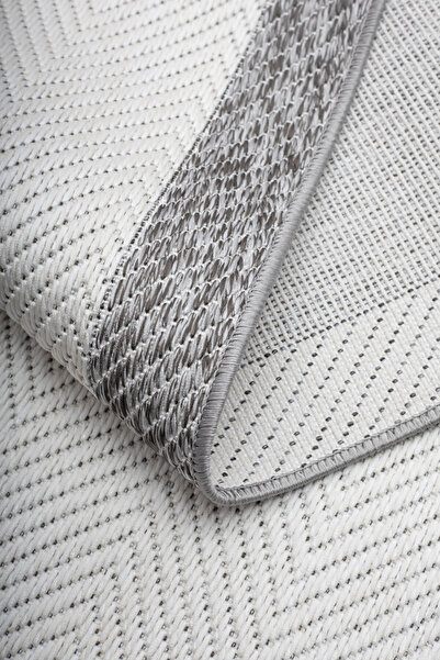 Ş.H ŞÖLEN HALI Yıkanabilir Kaymaz Tabanlı Jut Eco Beyaz Antrasit Sisal Halı S...