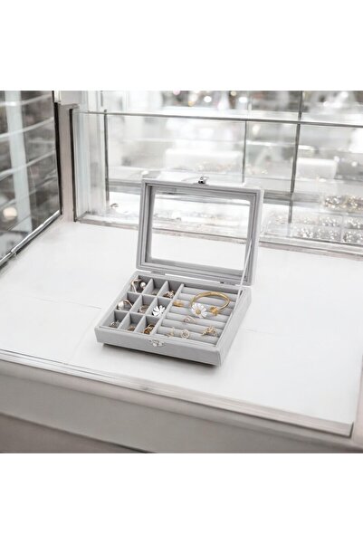 OEM Jewelry box, organization, store display, home, travel, fine velvet, gray