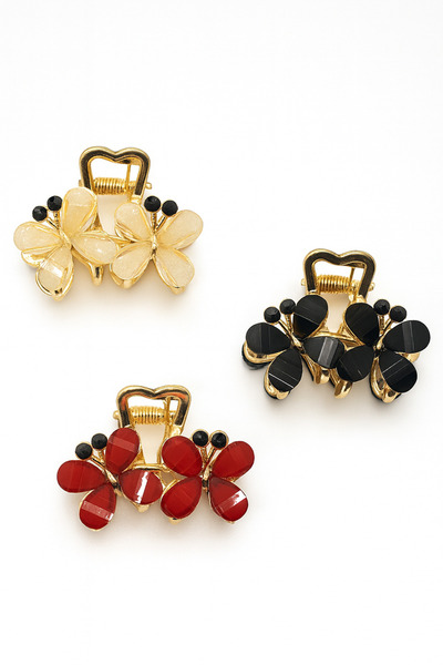 MakeWell Çiçek Kelebek Gül Figürlü Renk Renk 3'lü Küçük Boy Mandal Toka Setleri