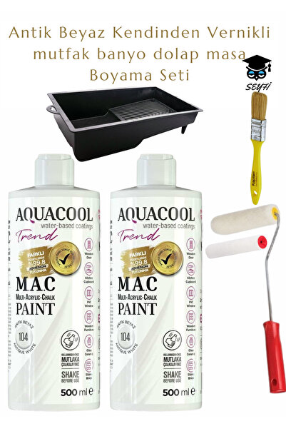 Aquacool Trend Antik Beyaz Kendinden Vernikli mutfak banyo dolap masa Boyama ...