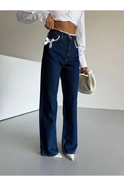 weywot Lace Detailed High Waist Jean