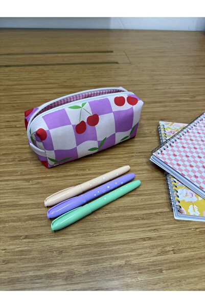 AXUM Retro Cherry cu model Alb cu fermoar Husă pentru pix Suport pentru pix R...