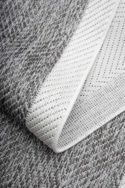 Ş.H ŞÖLEN HALI Yıkanabilir Kaymaz Tabanlı Jut Eco Antrasit Beyaz Sisal Halı S...