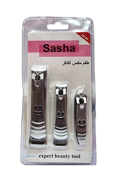 SASHA مجموعة مقص أظافر مكونة من 3 قطع بلون فضي أنيق