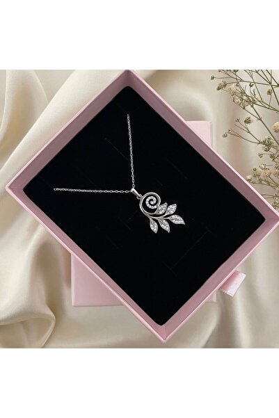Lovera Jewellery 925 Ayar Gümüş Beyaz Taşlı Sarmaşık Çiçeği Kadın Kolye | Şık...