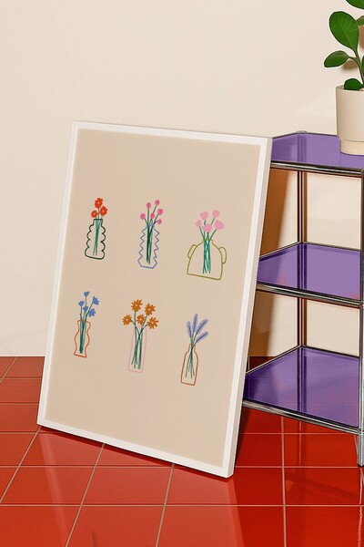 Base Concept Διακοσμητικός πίνακας αφίσας με σχέδιο ανθοδέσμης λουλουδιών (με...