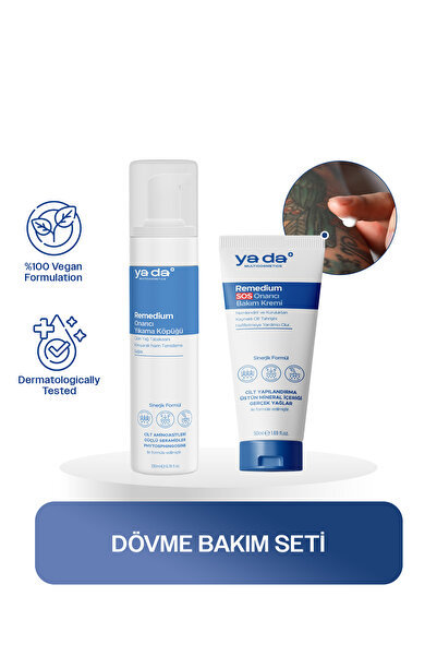 ya da multicosmetics Remedium Dövme Bakım Seti, Sos Bakım Kremi ve Onarıcı Yı...