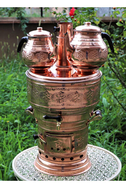 Efsoon Organics 10 Lt Çift Demlikli Bakır Semaver - Odunlu Şık ve Kaliteli