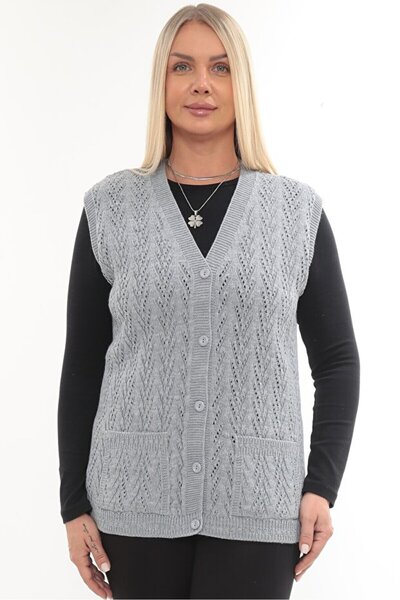 NOBLE STORE سترة نسائية بياقة على شكل V من الصوف السميك بنمط خطافات الحجل مع ...