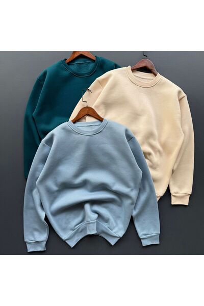 Beylerce ثلاث قطع من البلوزات ذات الرقبة المستديرة للجنسين